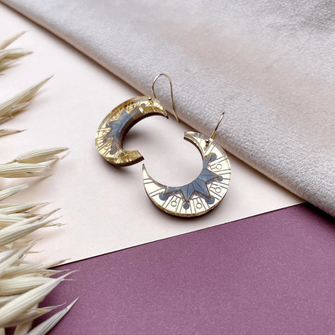 Gold Aurora Moon Drop Earrings