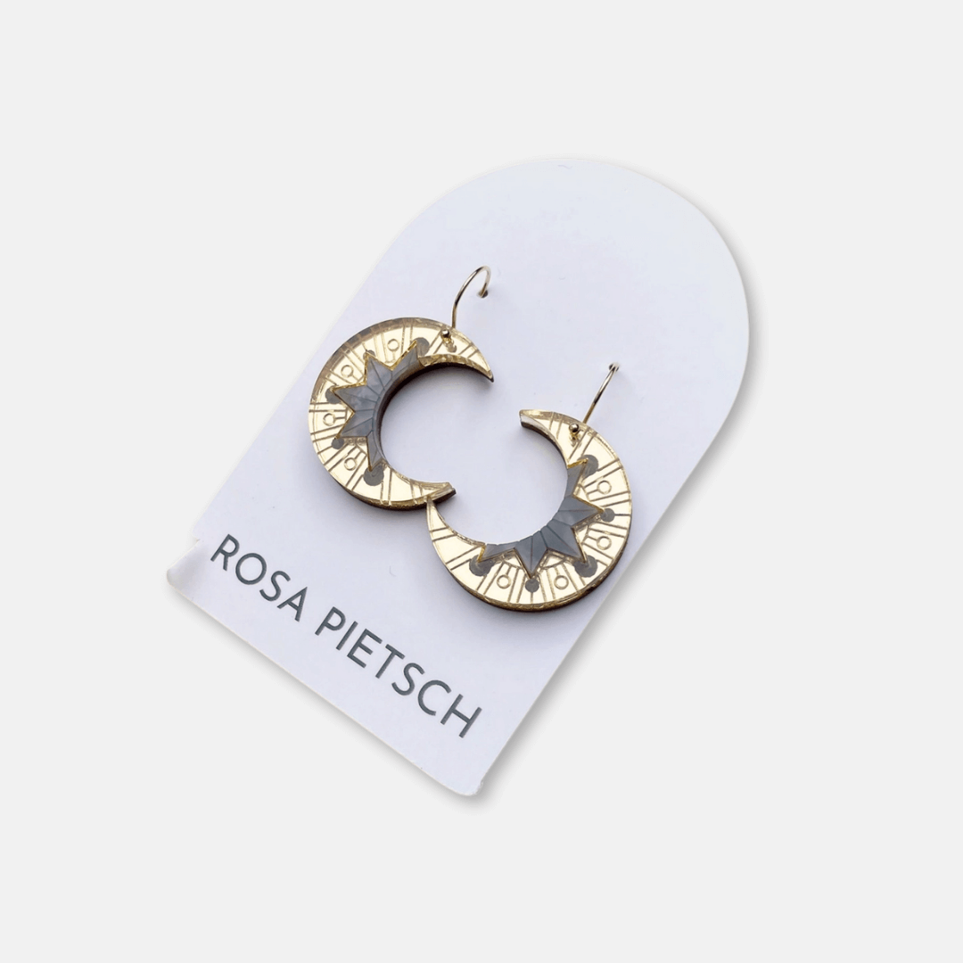 Gold Aurora Moon Drop Earrings