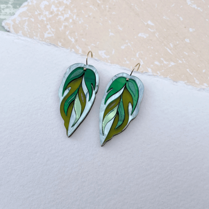 Calathea Leaf Hook Earrings