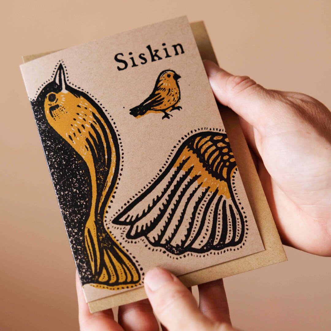 Siskin Cut-Out Greetings Card