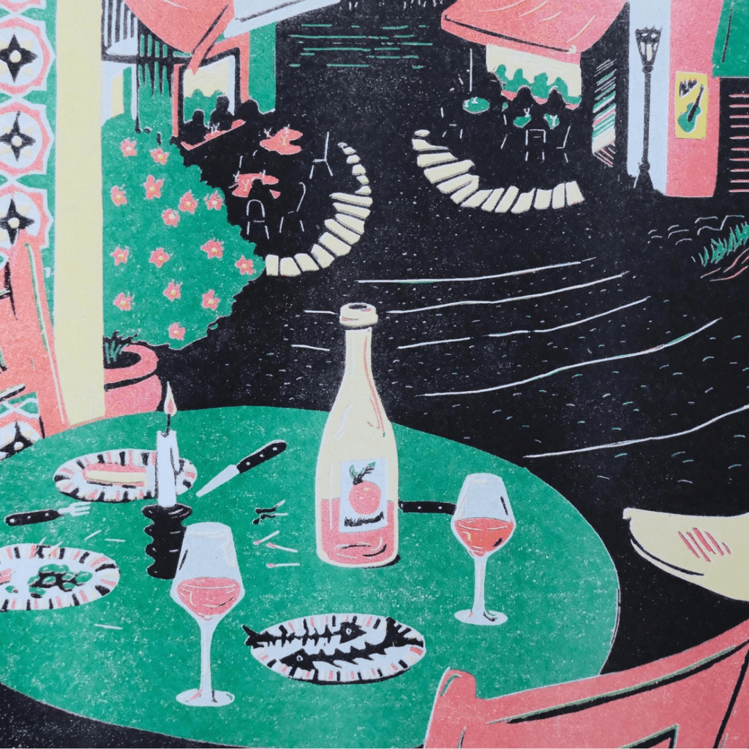 Orange Wine A3 Risograph Print