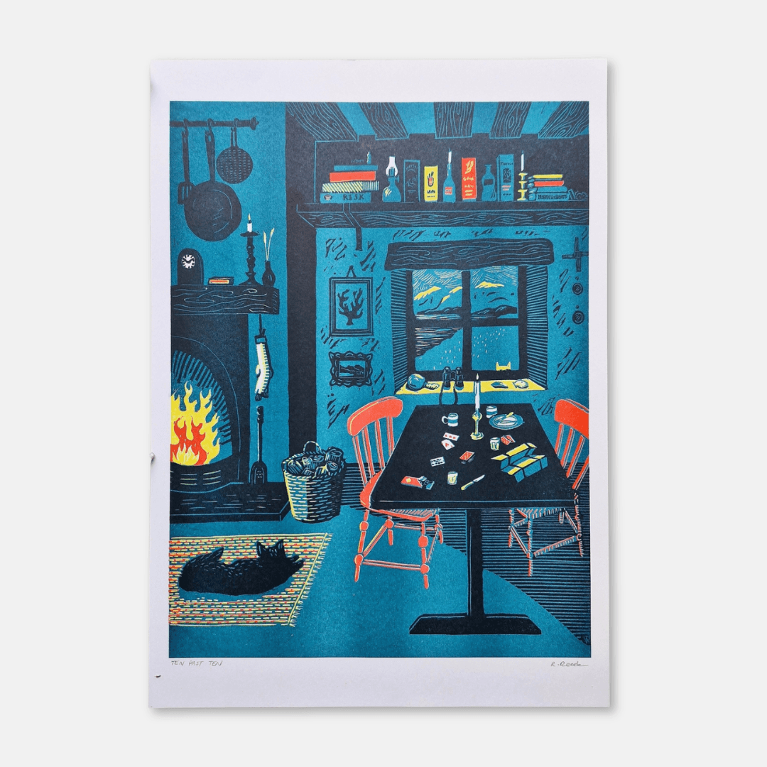 Ten Past Ten A3 Risograph Print