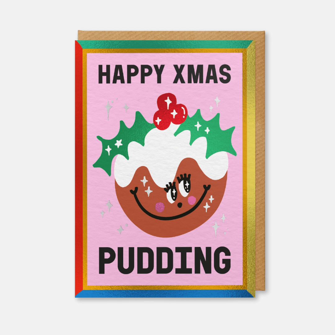 Happy Xmas Pudding Greetings Card