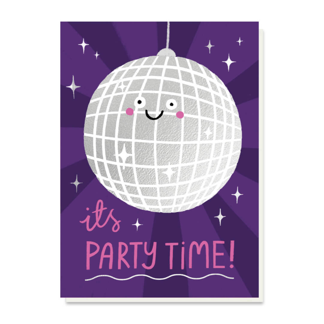 Disco Ball Party Time Greetings Card