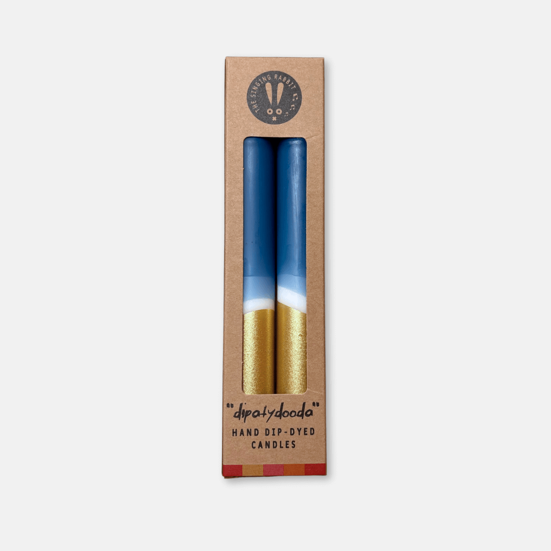 Blue & Gold Dinner Candles (Set of 2)