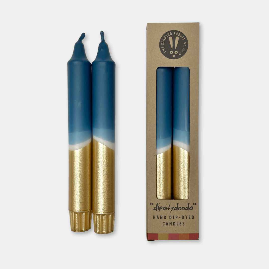 Blue & Gold Dinner Candles