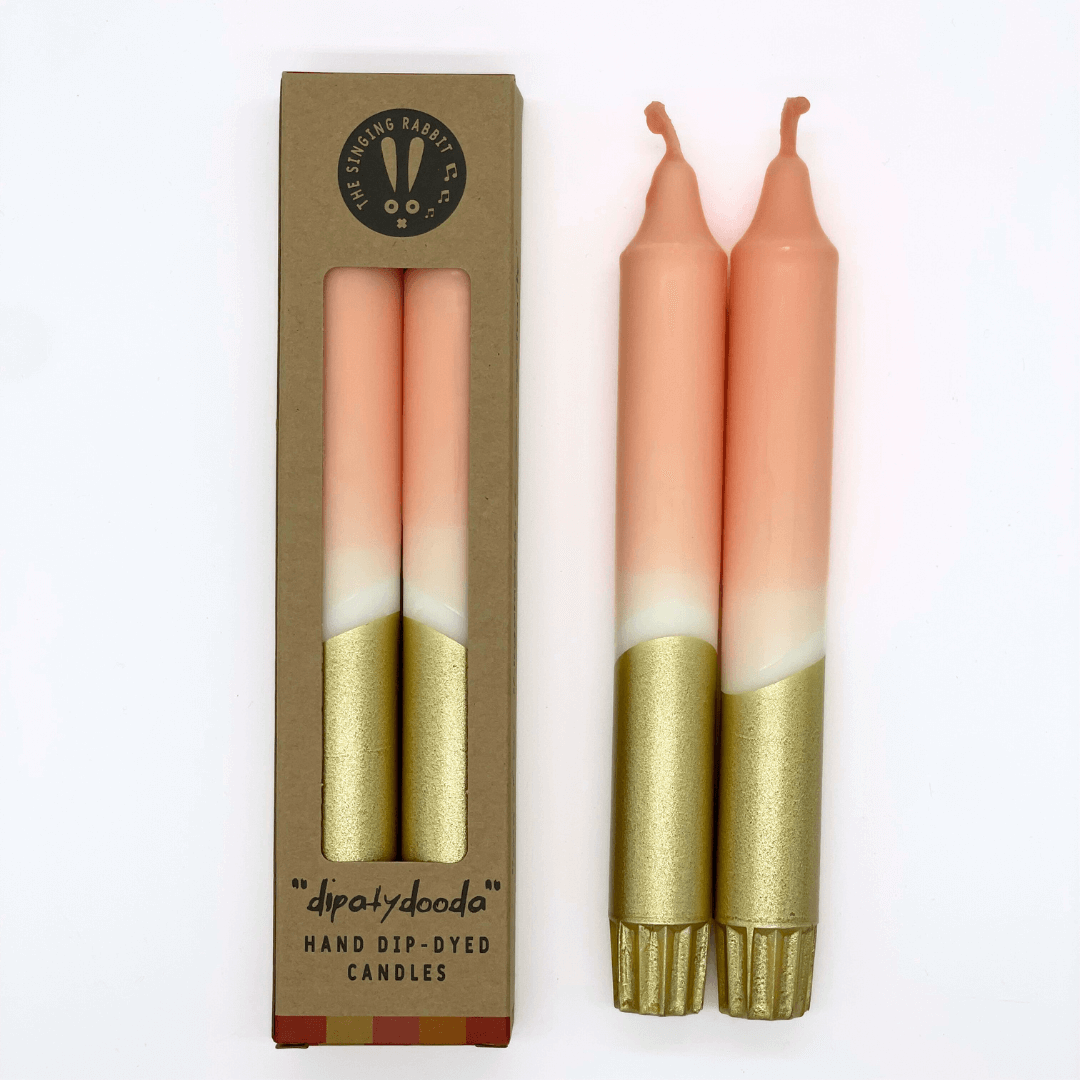 Blush Pink & Gold Dinner Candles (Set of 2)