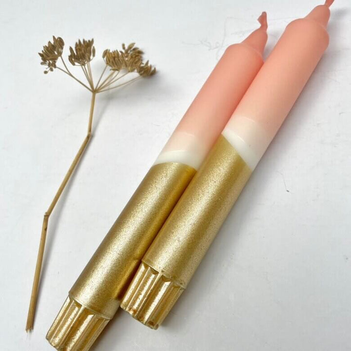 Blush Pink & Gold Dinner Candles (Set of 2)