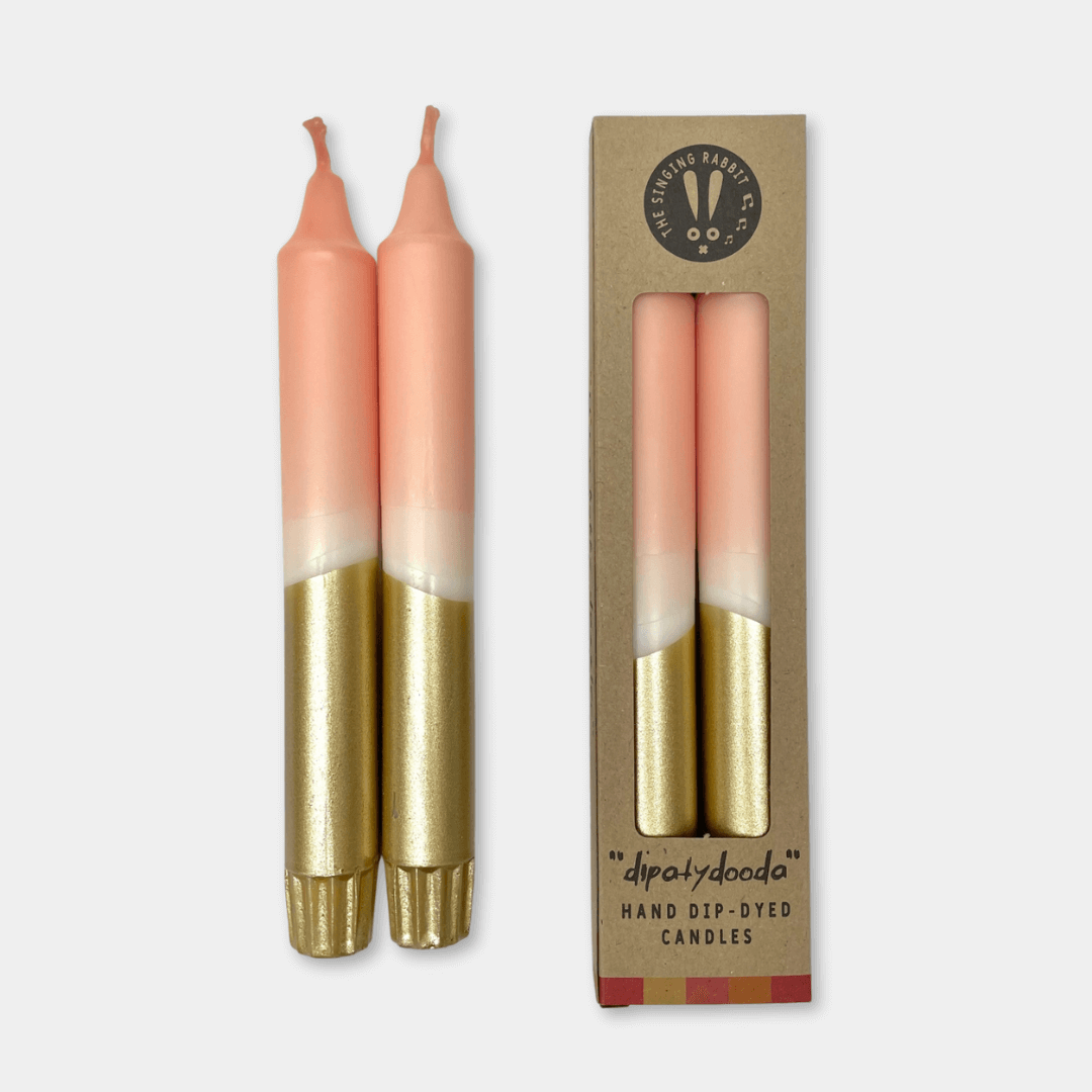 Blush Pink & Gold Dinner Candles