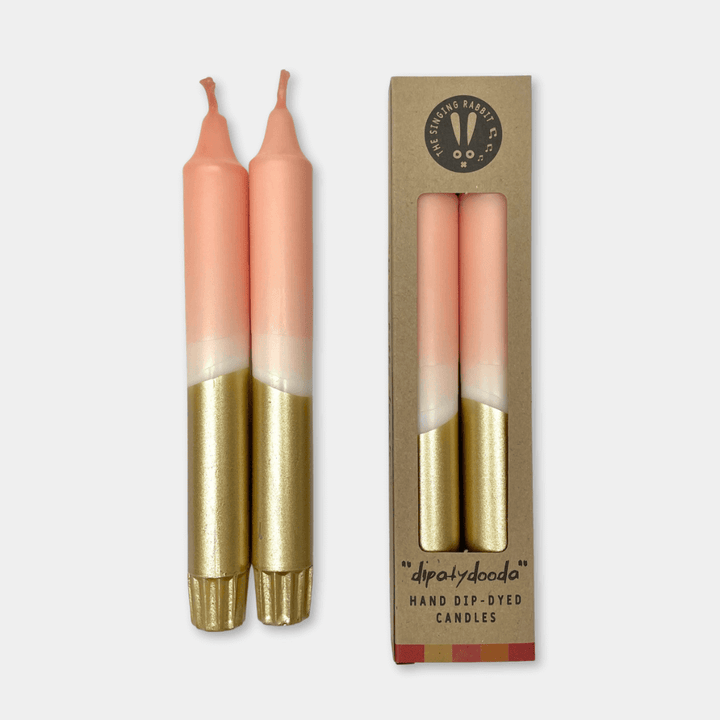 Blush Pink & Gold Dinner Candles