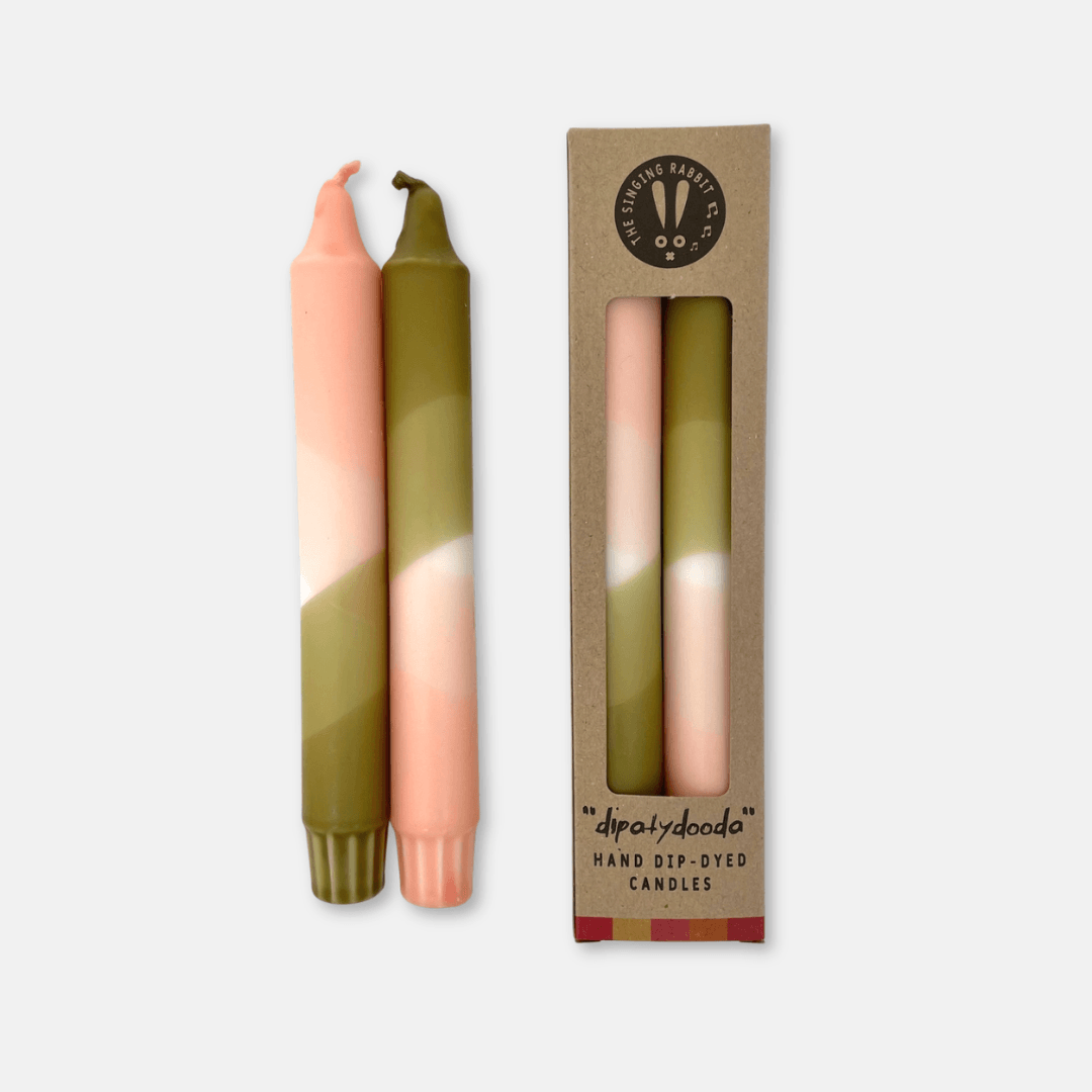 Blush Pink & Olive Dinner Candles
