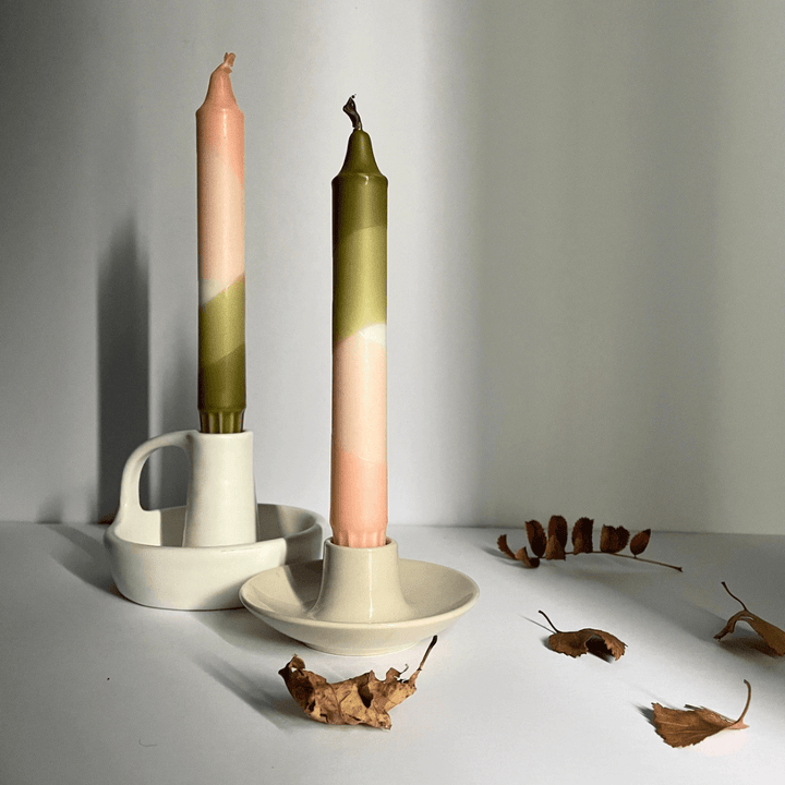 Blush Pink & Olive Dinner Candles