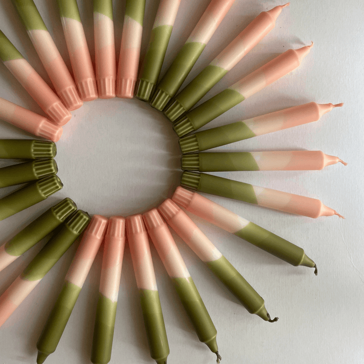 Blush Pink & Olive Dinner Candles