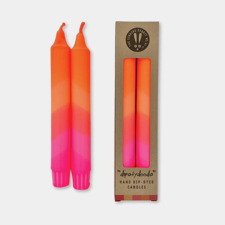 Neon Pink & Orange Dinner Candles
