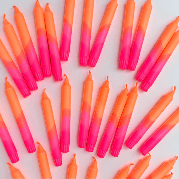 Neon Pink & Orange Dinner Candles