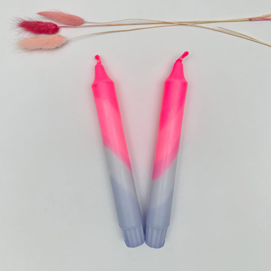 Neon Pink & Lavender Dinner Candles (Set of 2)