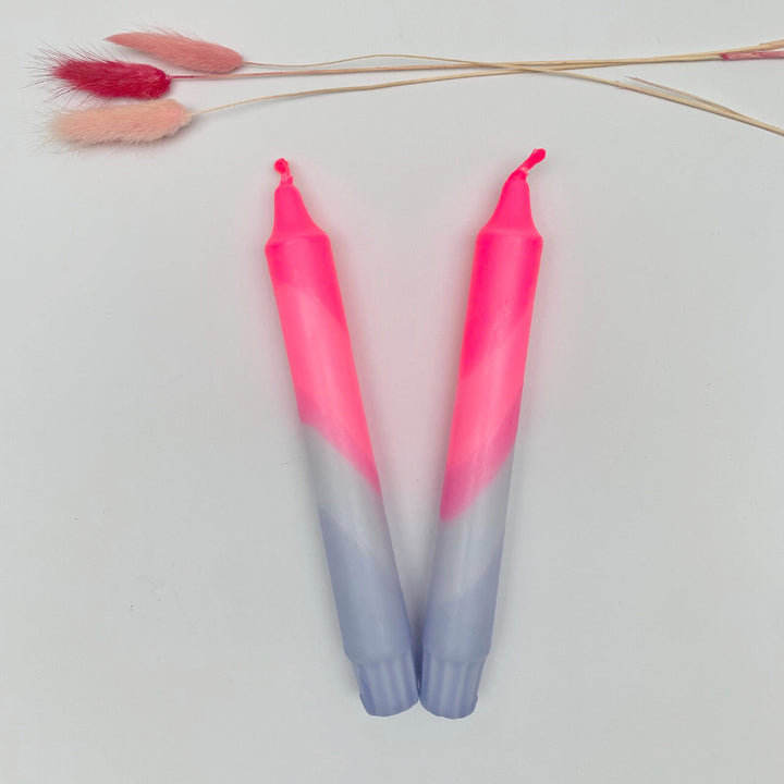 Neon Pink & Lavender Dinner Candles (Set of 2)