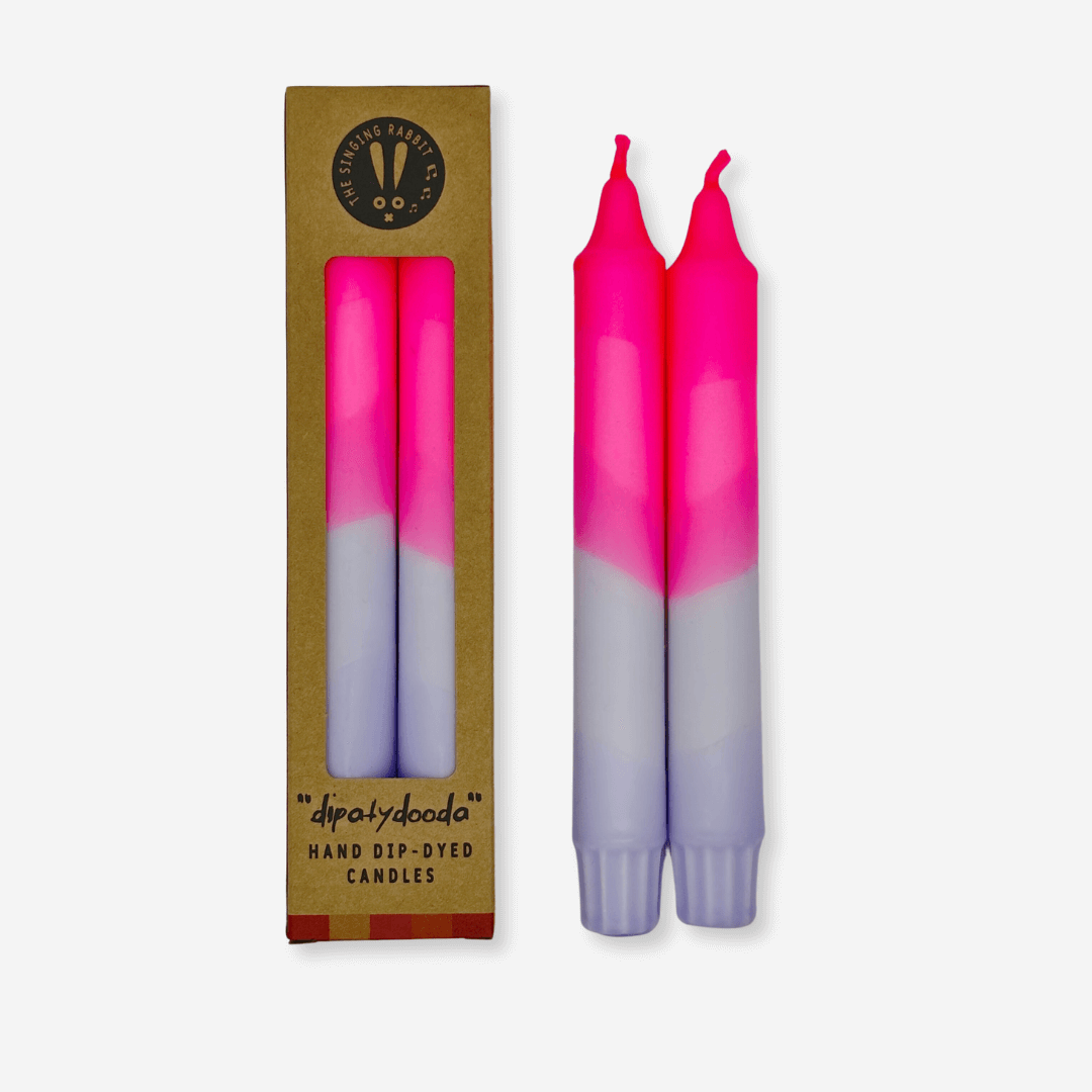 Neon Pink & Lavender Dinner Candles (Set of 2)