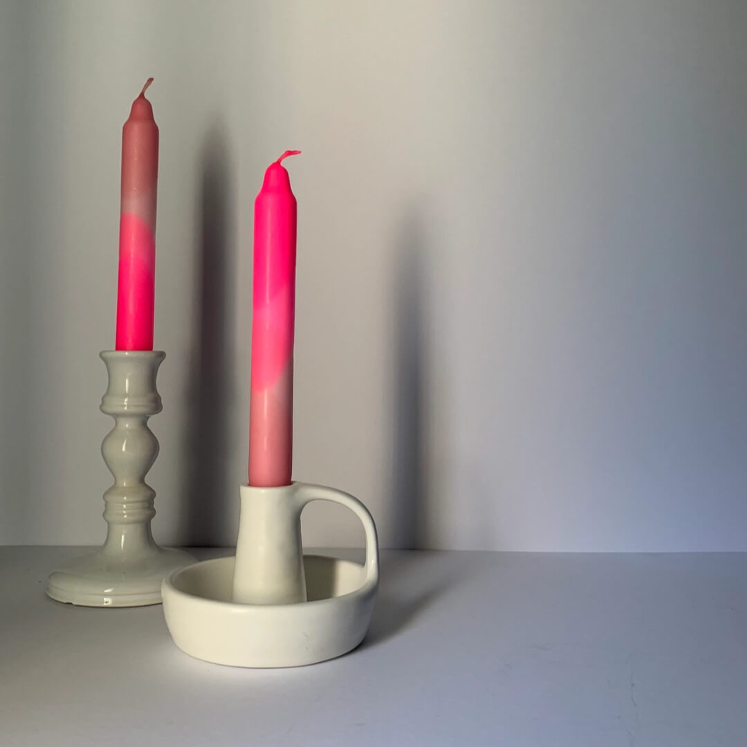 Neon & Sherbert Pink Dinner Candles (Set of 2)