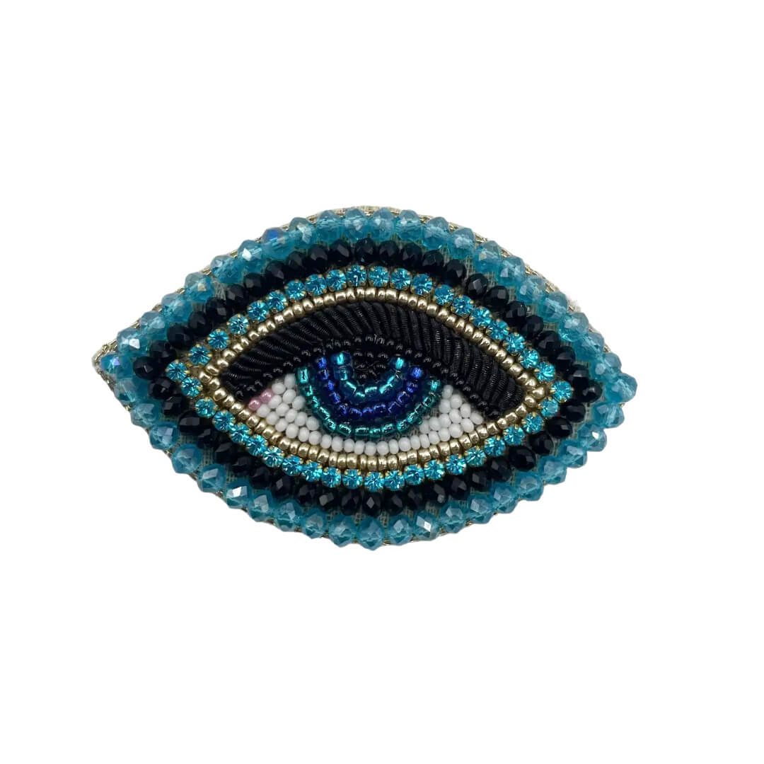 Blue Beaded Eye Brooch Pin