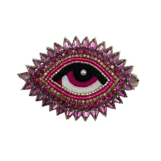 Pink Beaded Eye Brooch Pin