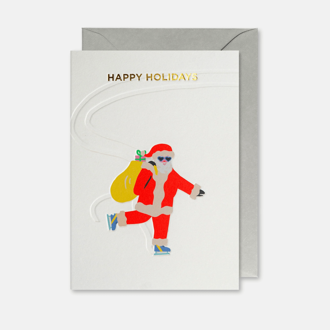 Skating Santa Greetings Card