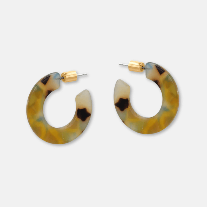 Small Flat Hoop Resin Earrings