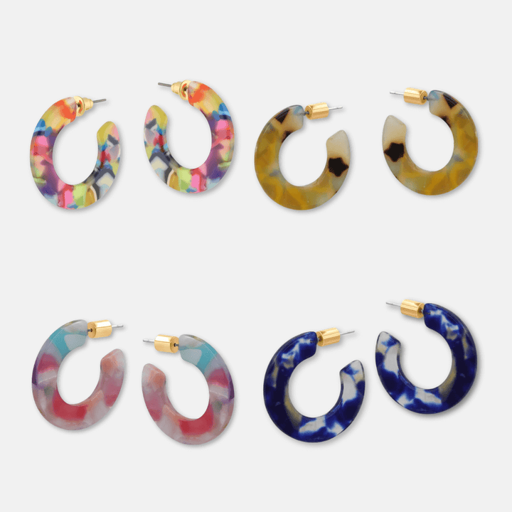 Small Flat Hoop Resin Earrings