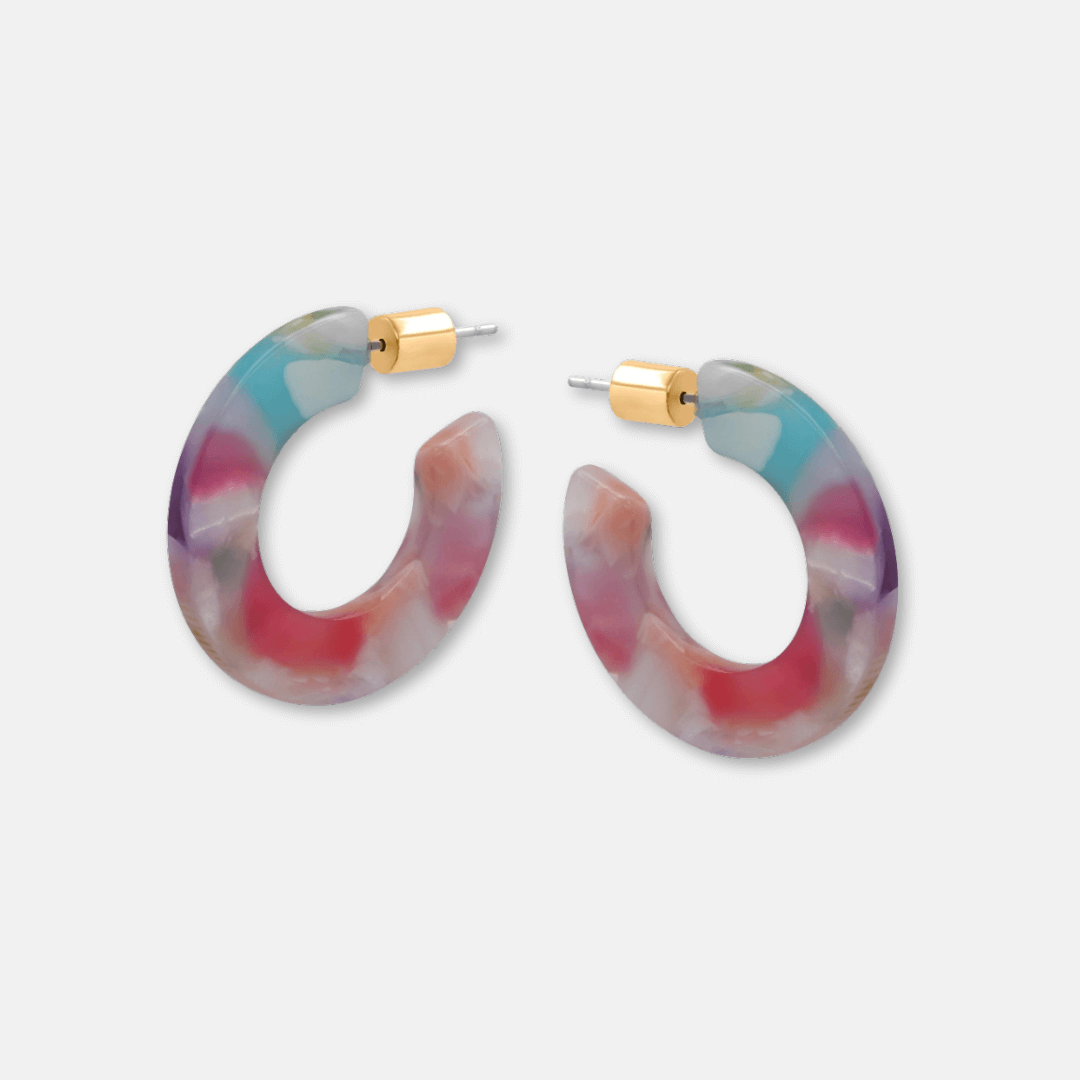 Small Flat Hoop Resin Earrings