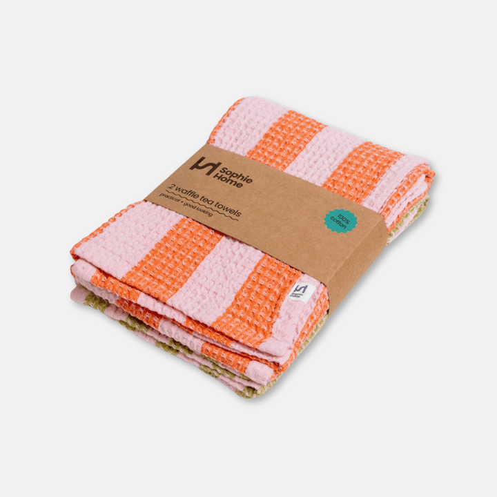 Pink Waffle Tea Towel Set