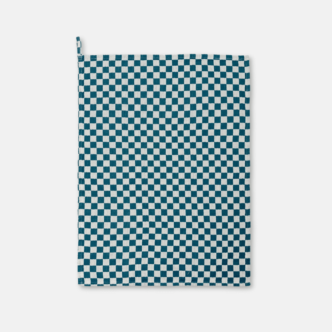 Teal Check Cotton Hand Towel