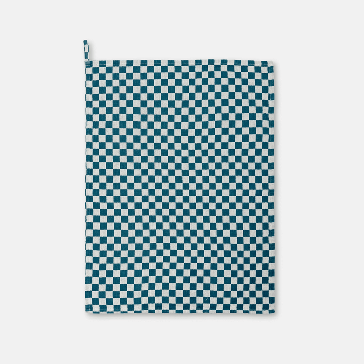 Teal Check Cotton Hand Towel