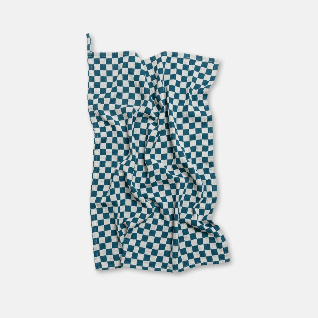 Teal Check Cotton Hand Towel