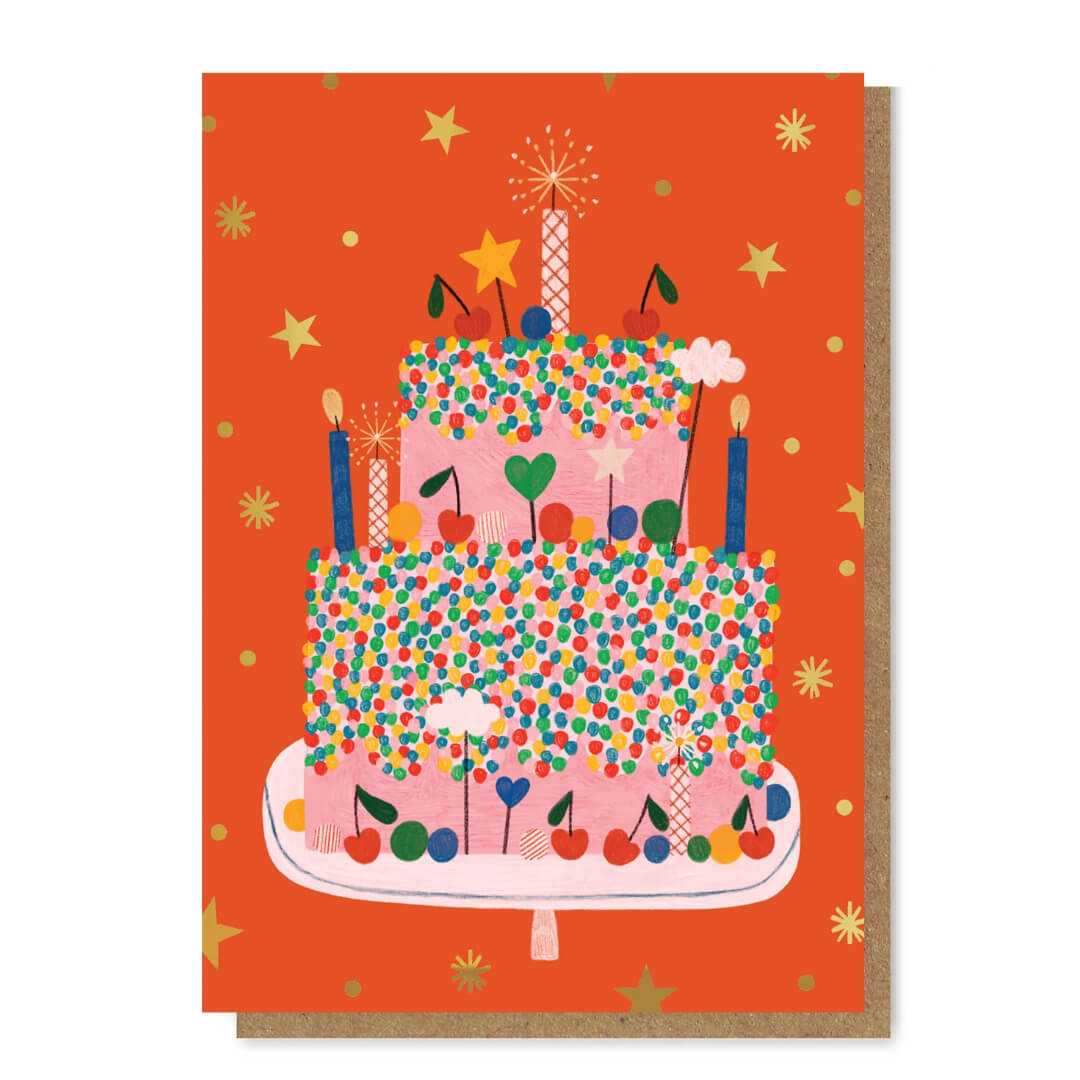 Sparkler Celebration Cake Greetings Card