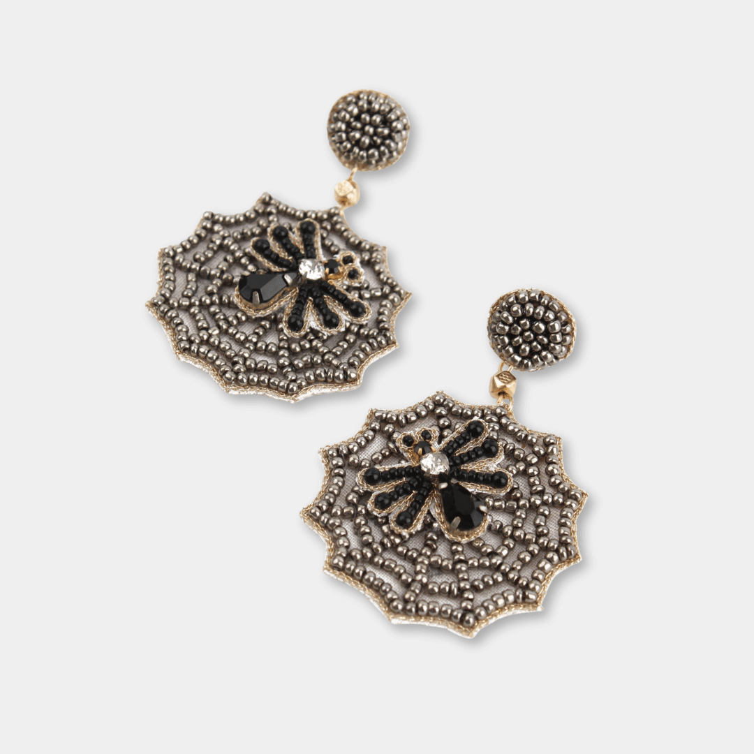 Spider Web Beaded Earrings