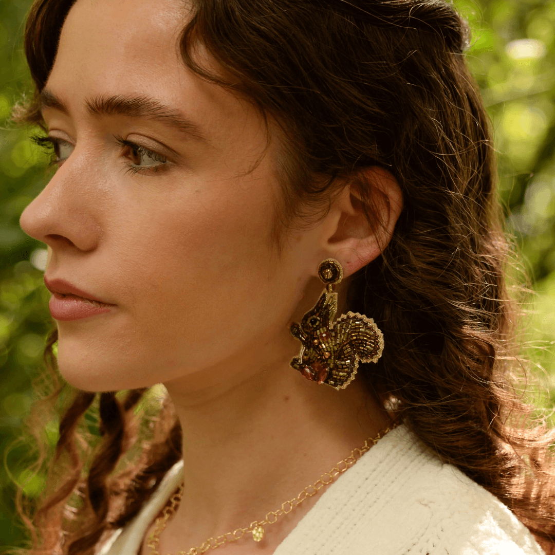 Squirrel Beaded Earrings