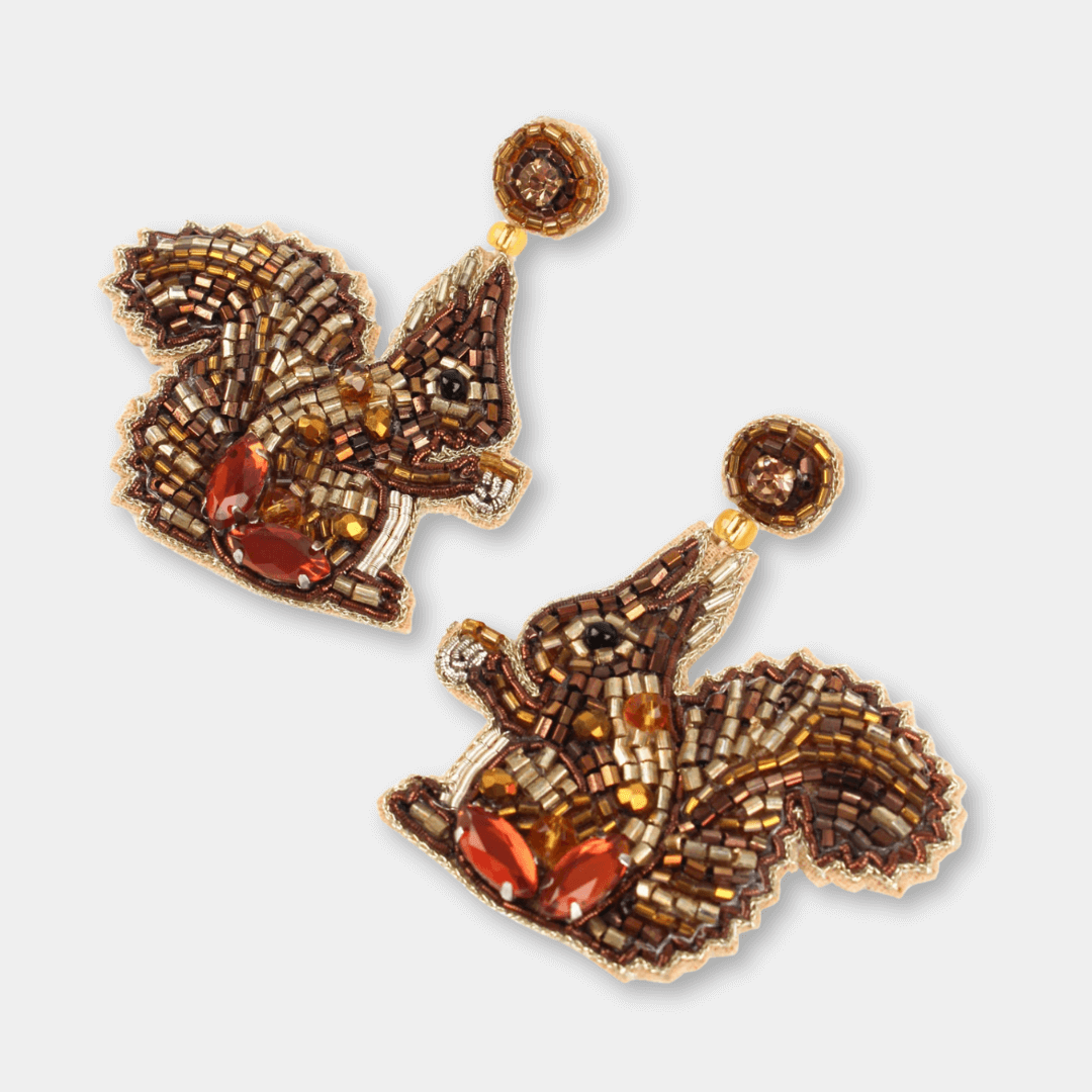 Squirrel Beaded Earrings