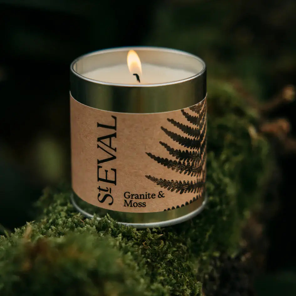 St Eval Granite & Moss Tin Candle