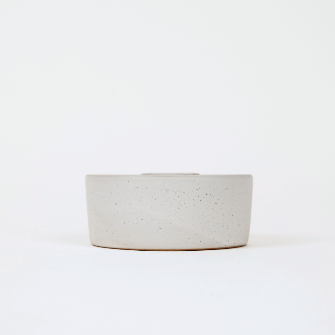 White Speckle Candle Holder