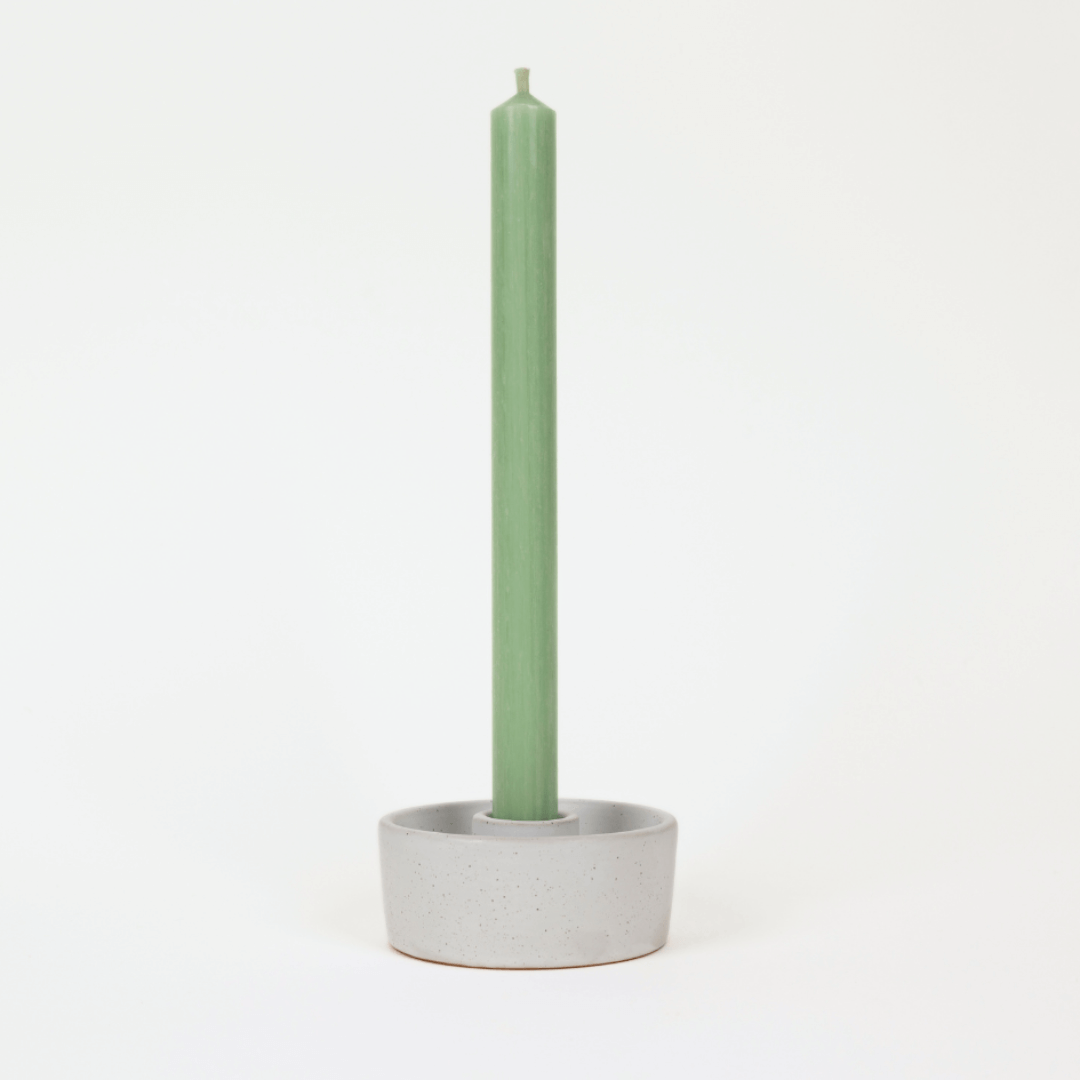 White Speckle Candle Holder