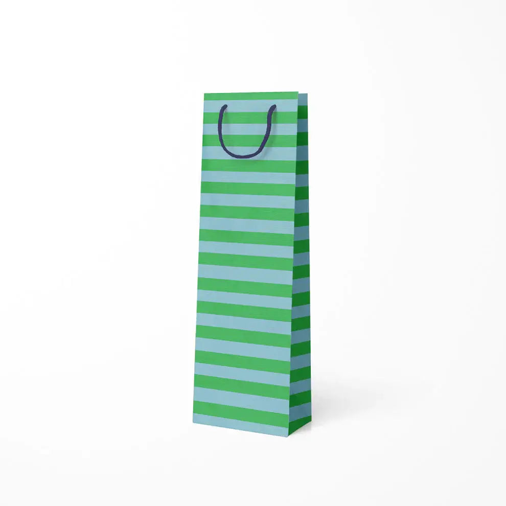 Blue & Green Stripe Bottle Gift Bag