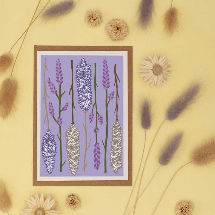 Lilac Dried Flowers Greetings Card