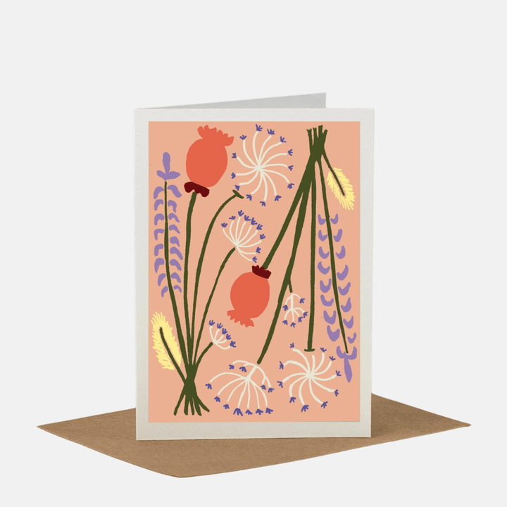 Peach Dried Flowers All Occasions Greetings Card