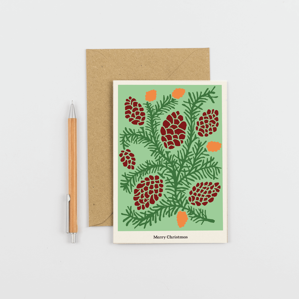 Pine Cone Christmas Greetings Card