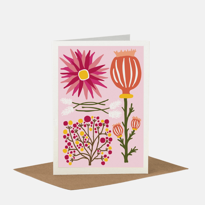 Pink Dried Flowers All Occasions Greetings Card