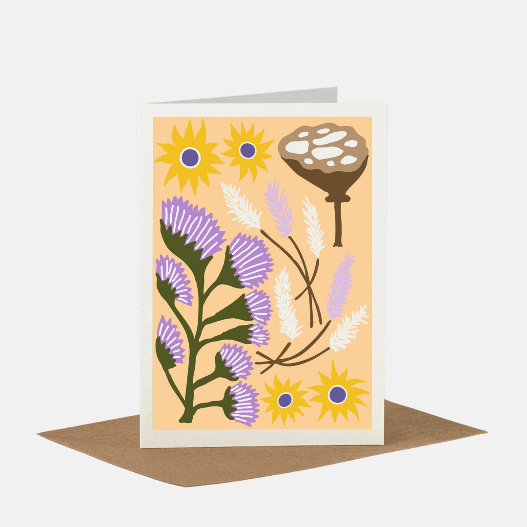 Wheat Yellow Dried Flowers All Occasions Greetings Card