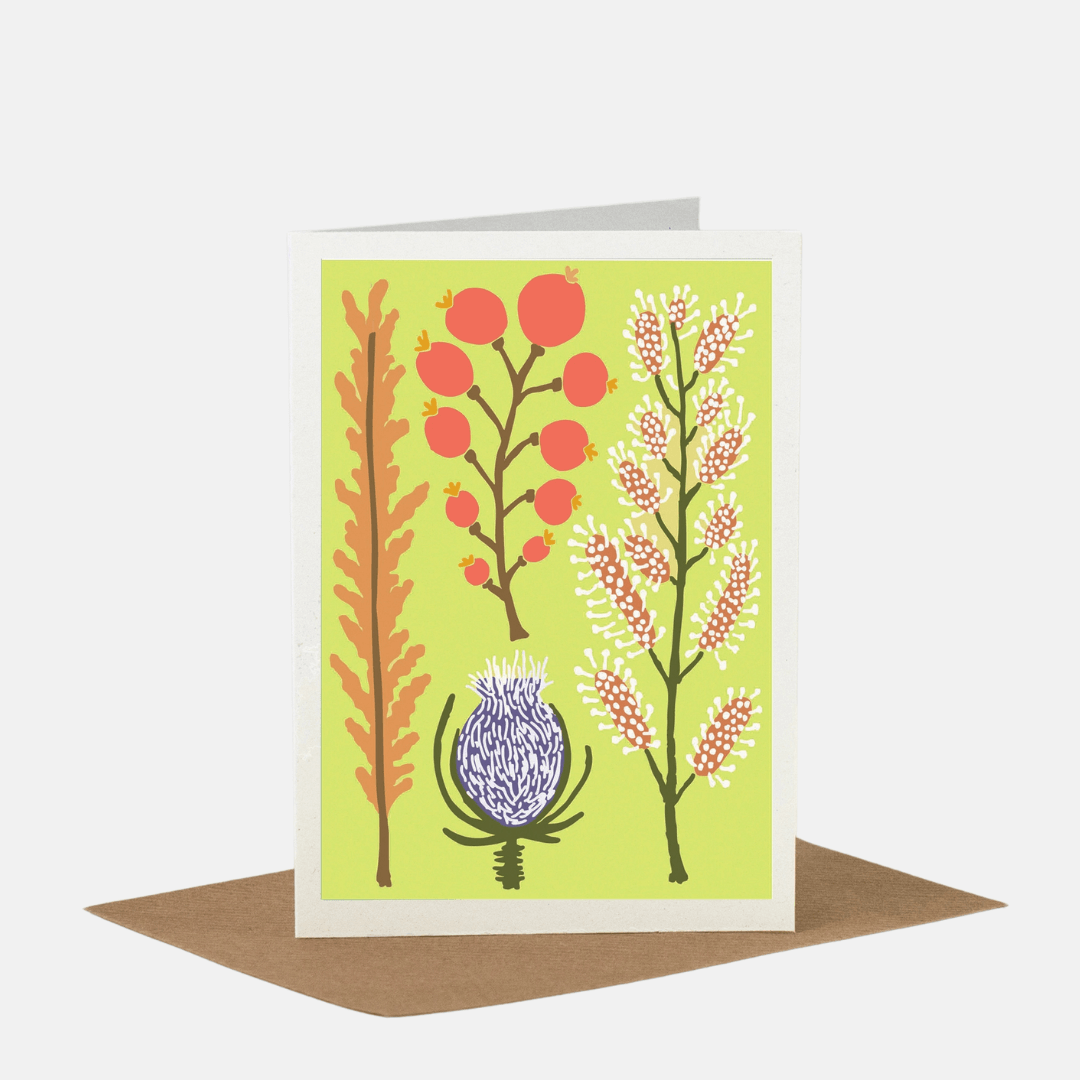 Yellow Dried Flowers All Occasions Greetings Card