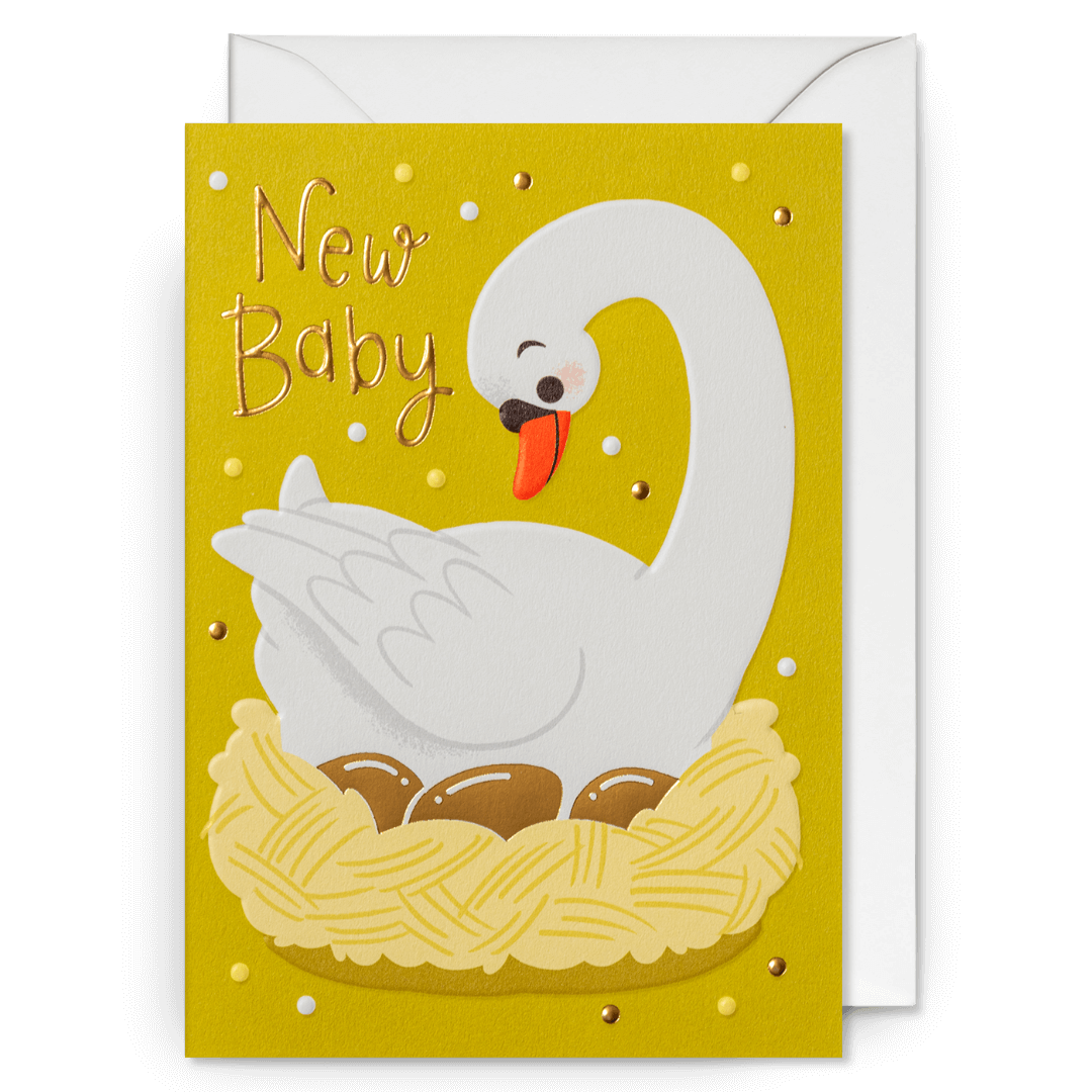 Swan Nest New Baby Greetings Card