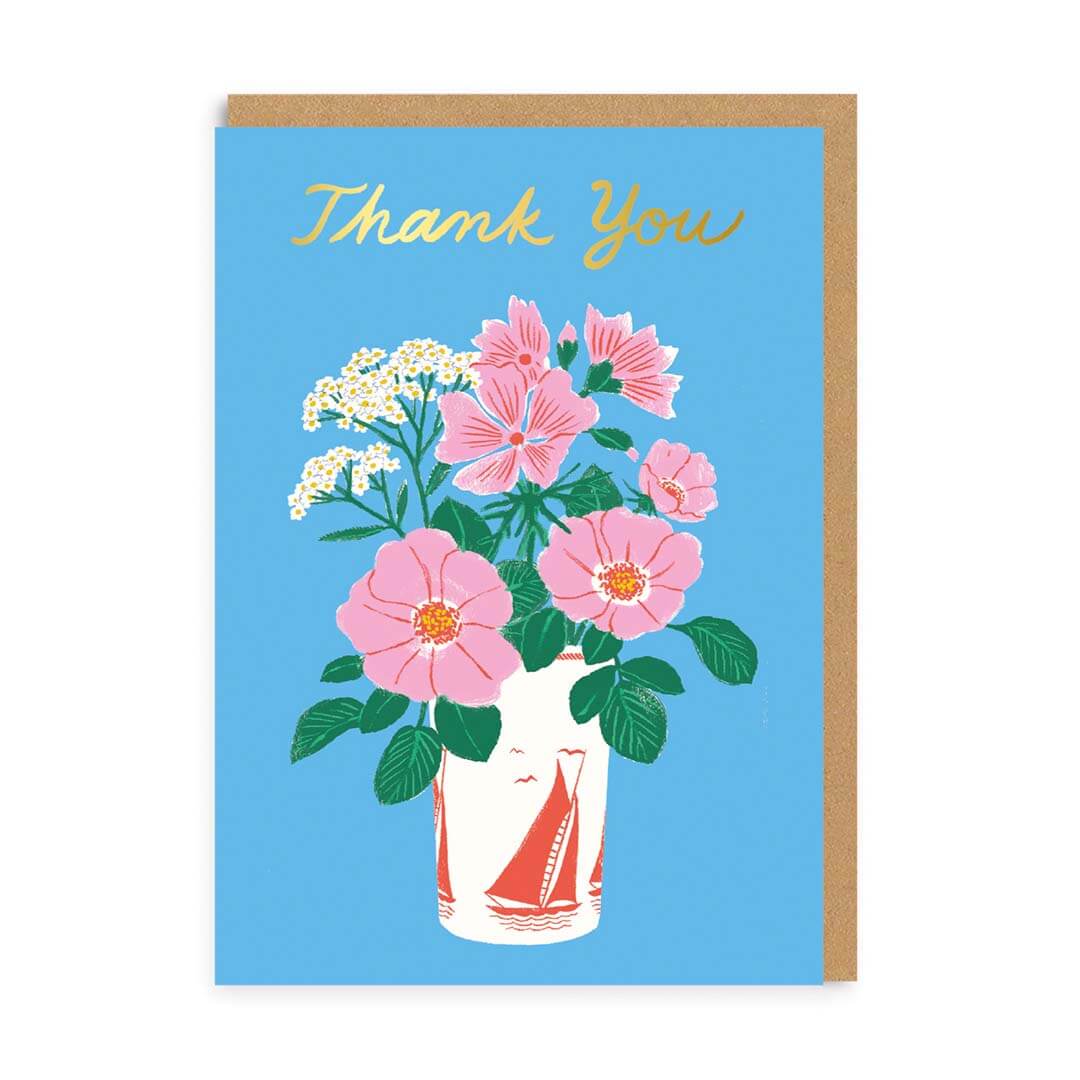 Thank You Floral Vase Greetings Card