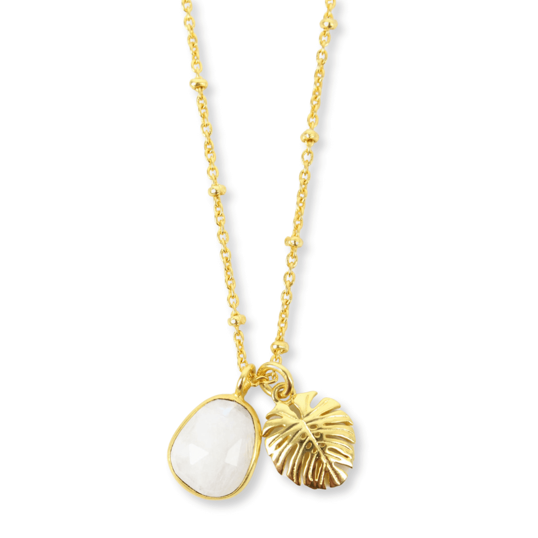 Tropical Leaf Moonstone Necklace